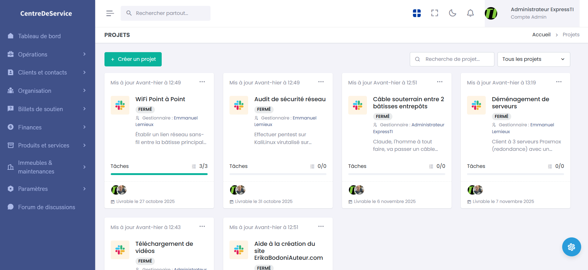Gestion de projets dans le logiciel d’appels de service CentreDeService